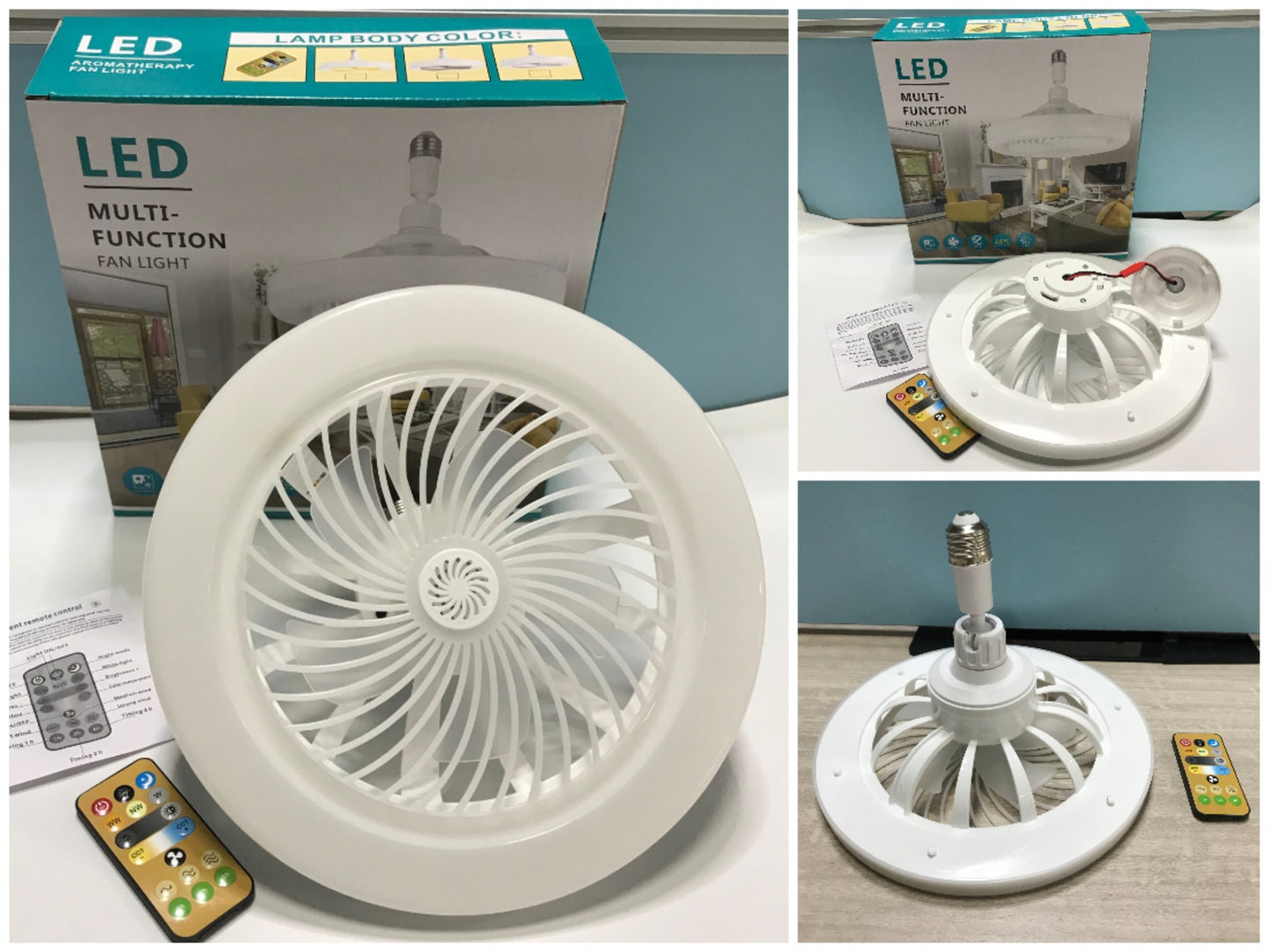 🌀 Ventilador de Techo LED con Mando a Distancia E27 | Silencioso y Eficiente