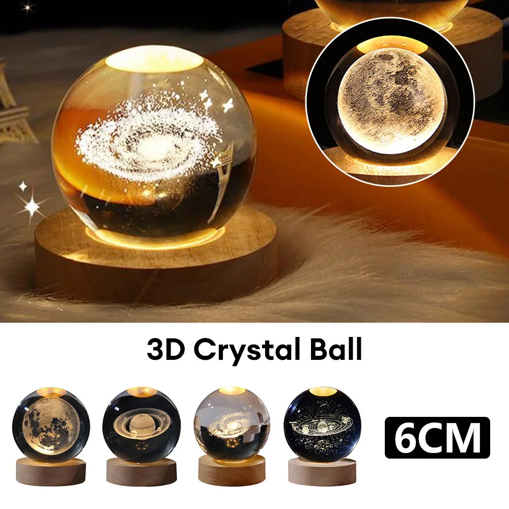 Lámpara Planetaria de Cristal 3D